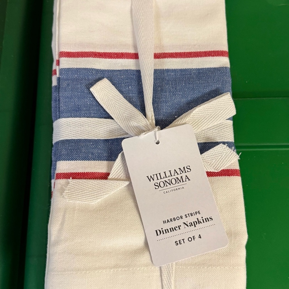 Williams Sonoma Red and Blue Striped Napkins